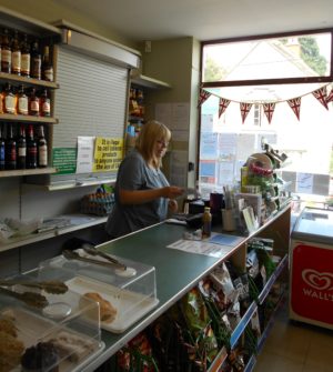 Sue working at the shop