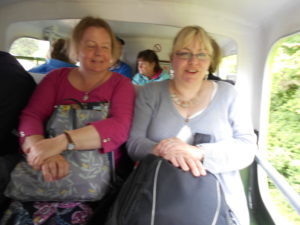 Wendy and Sue on the toy monorail
